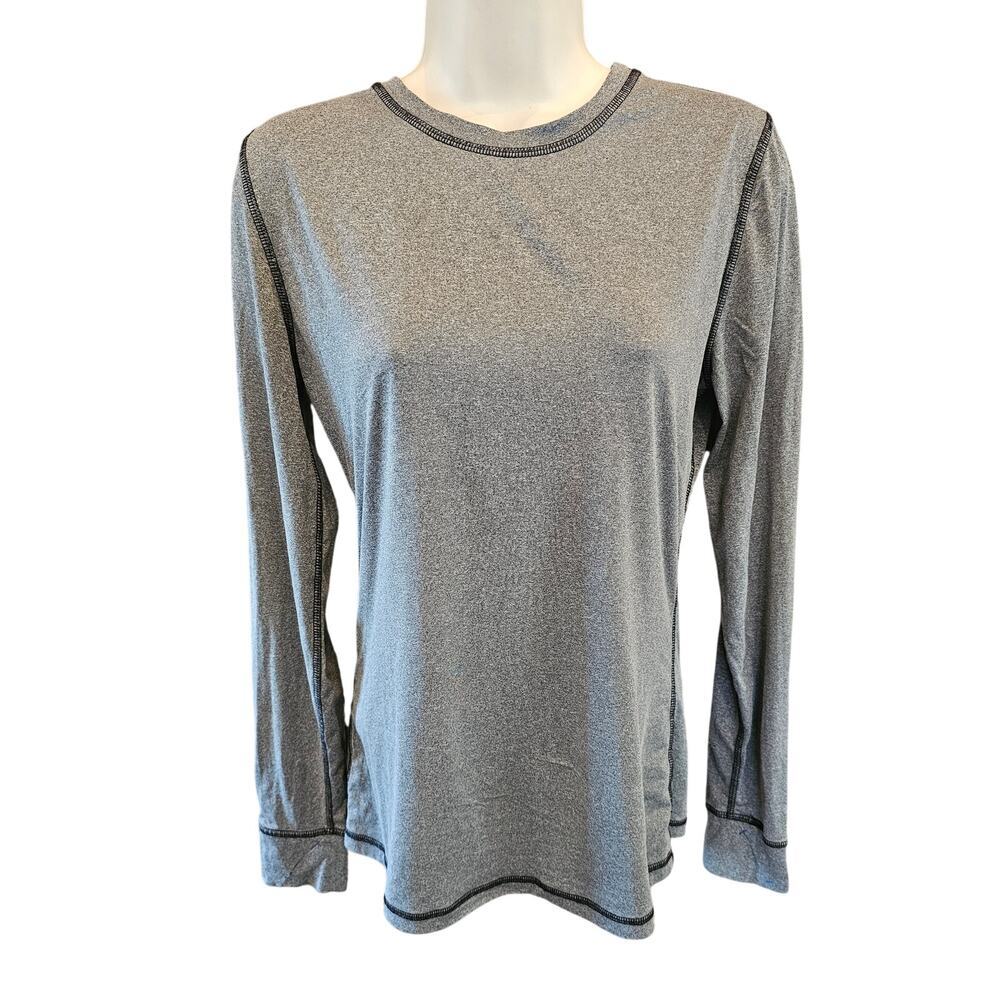 Cuddl Duds grey stretch base layer long sleeve with thumb holes sz M women top